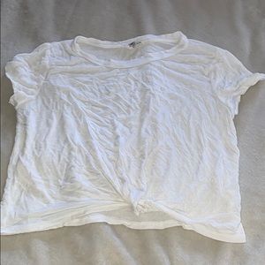 white plain shirt with cross knot on the front